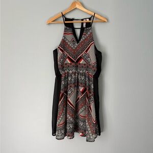 Alya Multicolored Print Halter Mini Dress